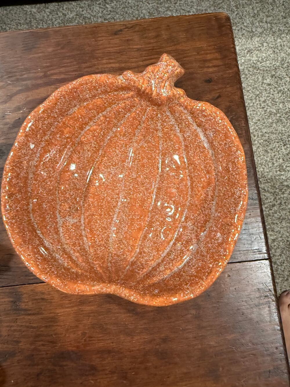 Ceramic Pumpkin Dish Bowl Muted Orange